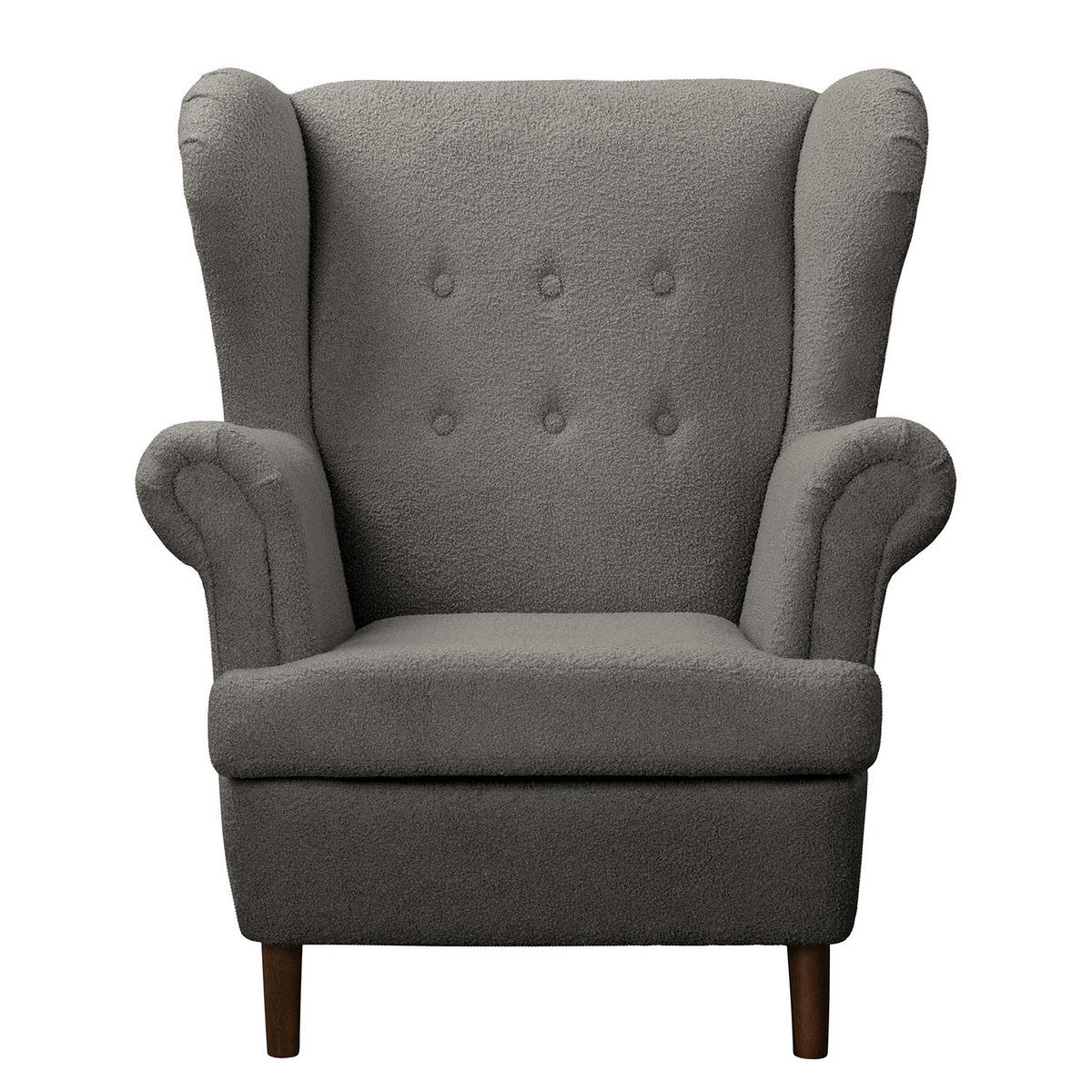 OHRENSESSEL - Dunkelgrau/Dunkelbraun, Textil (85/101/89cm) - home24