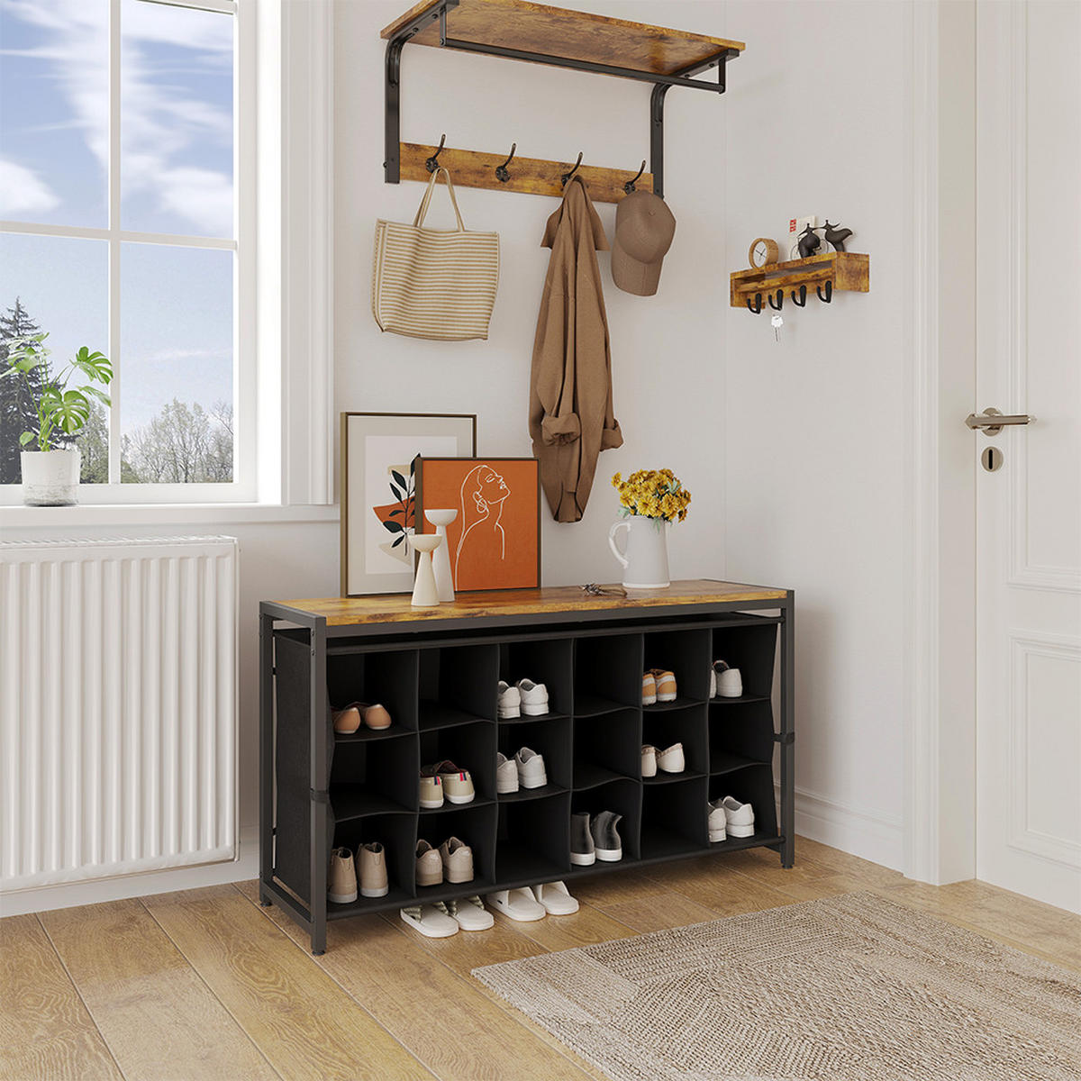SCHUHREGAL Fyrk Eiche rustikal 100 x 54.5 cm - Wildeiche, Holzwerkstoff (100/54.5/30cm) - Vicco