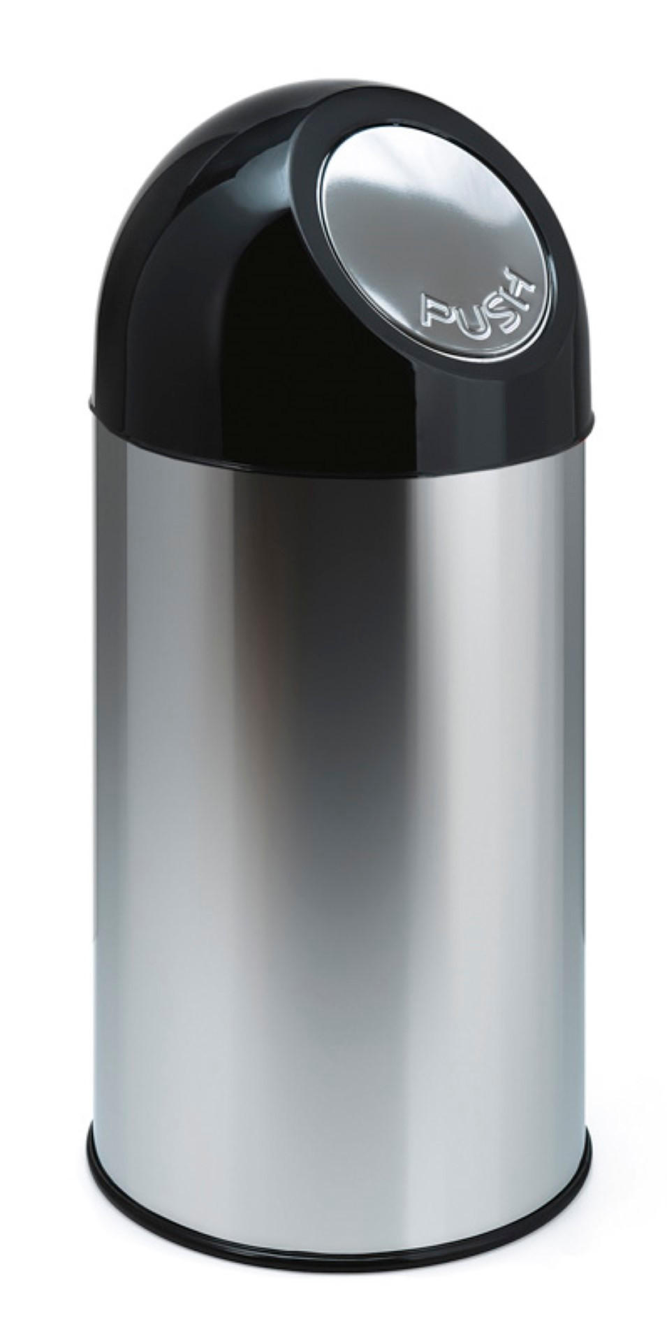 MÜLLEIMER klassisch Mit Pushdeckel und Inneneimer 40 Liter 67 x 31 x 31 cm Metall Edelstahl - Grau, Metall (31/67/31cm) - PROREGAL