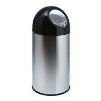 MÜLLEIMER klassisch Mit Pushdeckel und Inneneimer 40 Liter 67 x 31 x 31 cm Metall Edelstahl - Grau, Metall (31/67/31cm) - PROREGAL