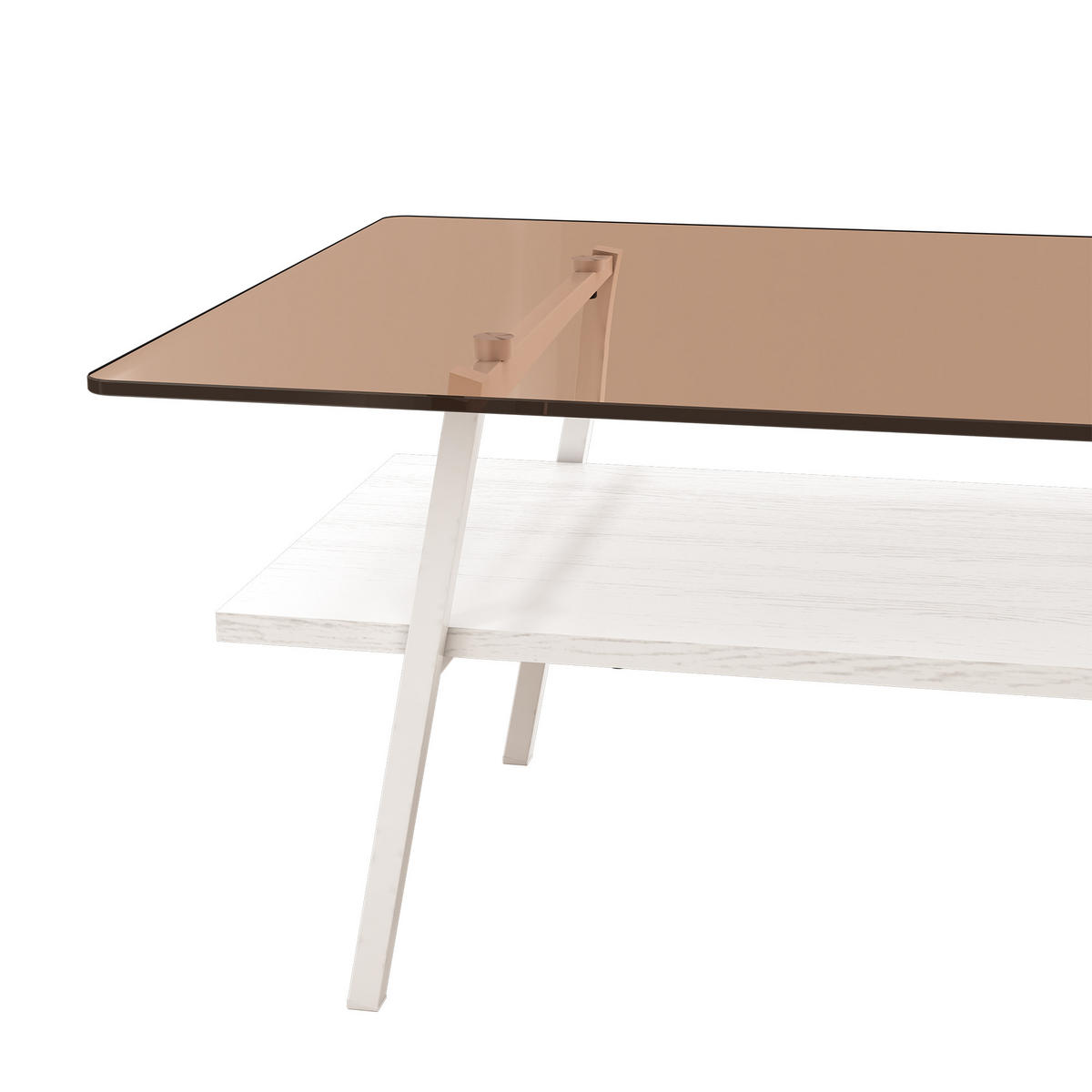 COUCHTISCH DE-37413 rechteckig mit Glasplatte Weiß - Weiß, Holzwerkstoff (98/58/42.5cm) - ComfortXL