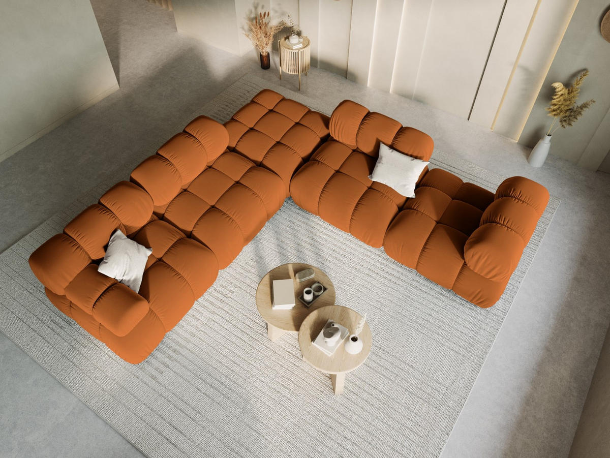 MODUL links Bellis aus Samt terrakotta - Terracotta, Textil (94/70/94cm) - Micadoni
