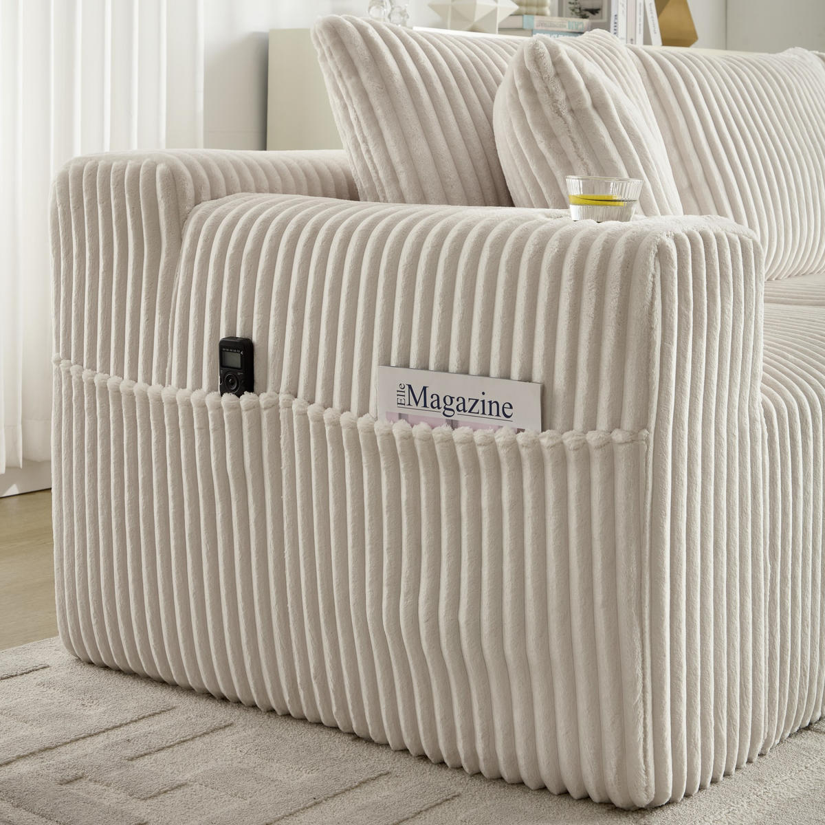 ECKSCHLAFSOFA Modulares Sofa mit Schlaffunktion,Chaiselongue + Zweisitzer,Beige - Beige, Textil (257/160cm) - LVHOM