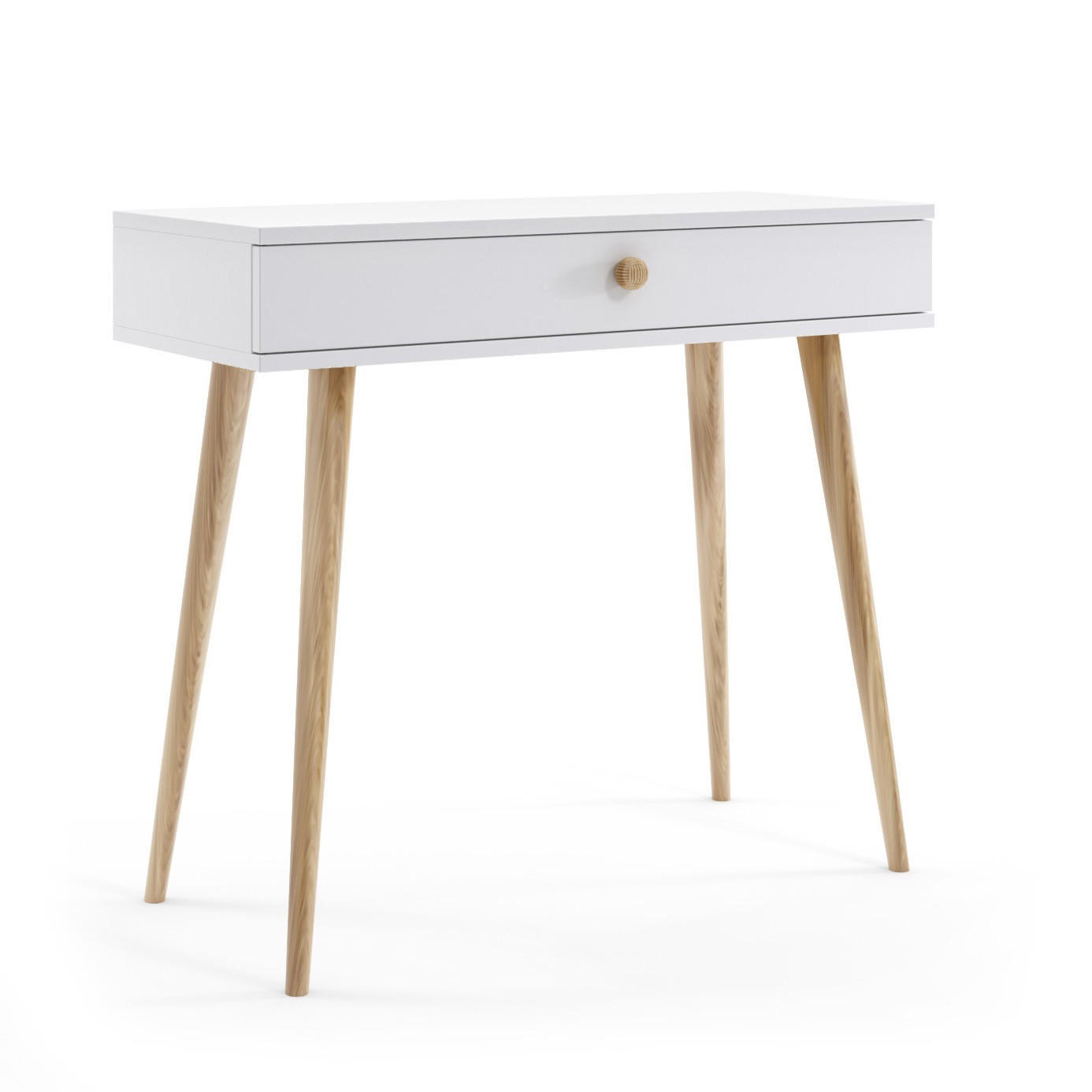 SCHMINKTISCH Ikon, Weiß, Schreibtisch, Konsole, Mit Schublade, Auf Hohen Holzbeinen - Weiß, Holzwerkstoff (39/90/80cm) - Bettso