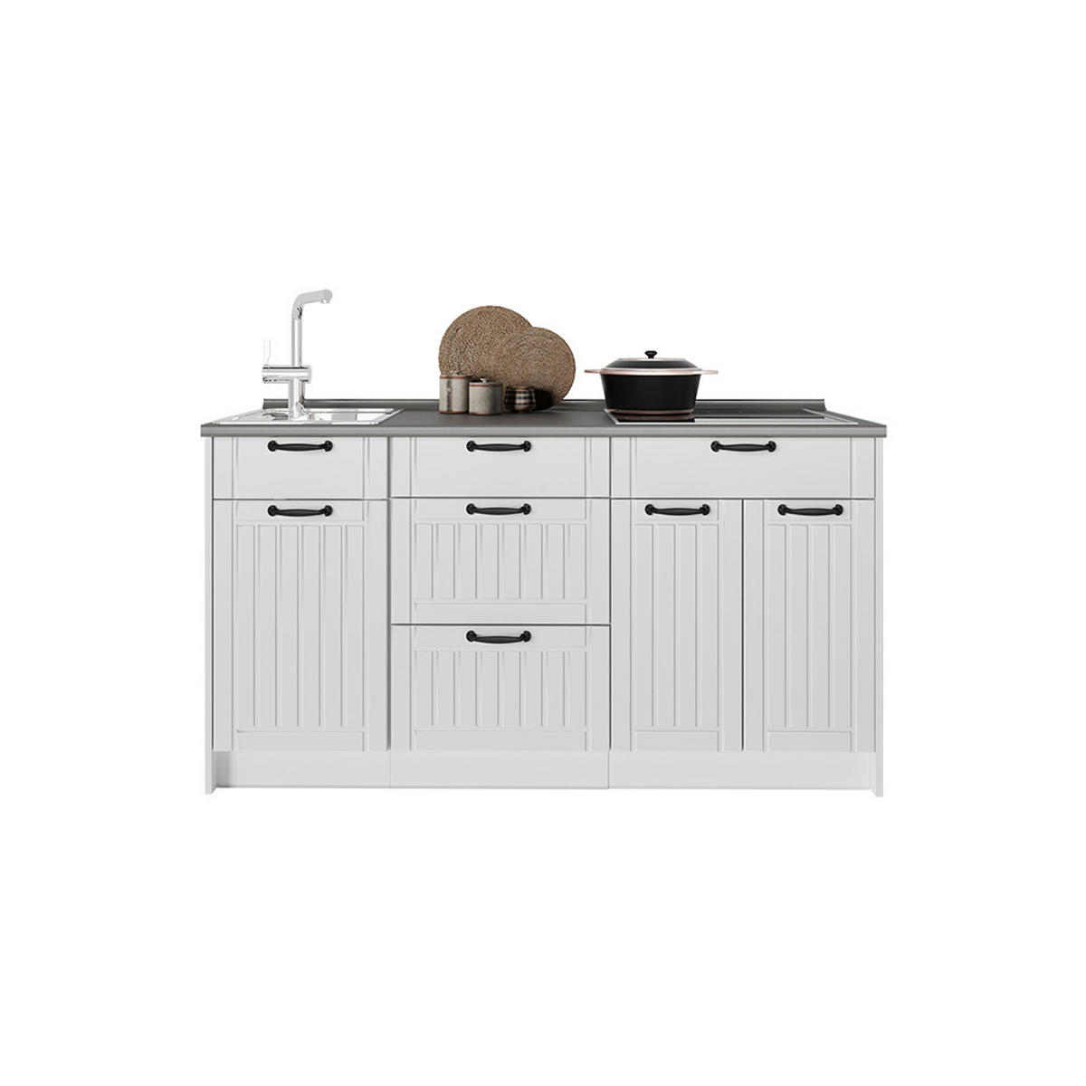 KUCHYNSKÝ BLOK Fame-Line, Biely vidiecky dom/biely, 150 cm, AP Antracit - biela, kompozitné drevo (150/82/60cm) - Vicco