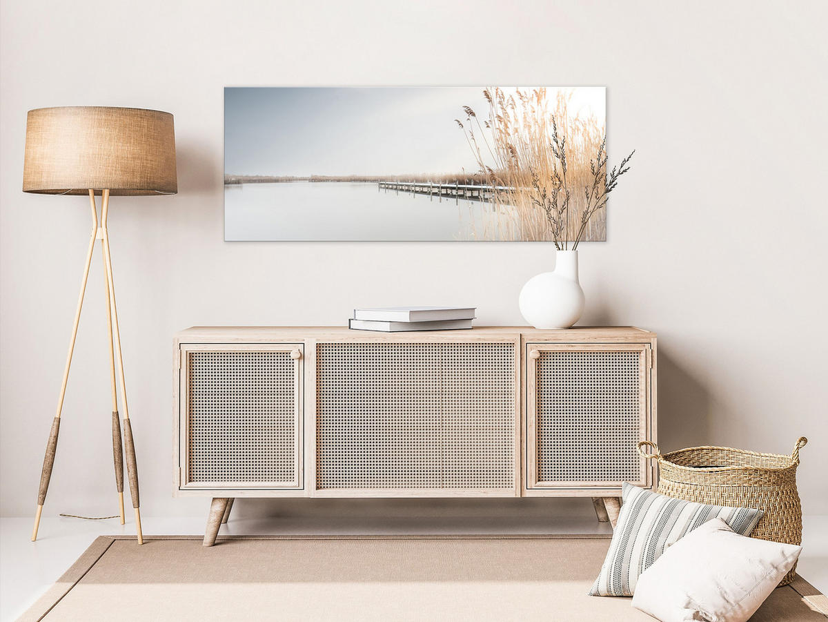 GLASBILD 125x50 cm Landschaft See beige - Beige, Glas (125/50cm) - artissimo