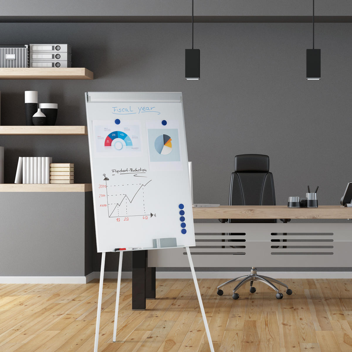 FLIPCHART Whiteboard - Weiß, Metall (80/175/75cm) - Relaxdays