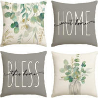 KISSENHÜLLE 4er Set, Eukalyptus Gold, Leinen, Warm Home, 45x45cm - Beige, Textil (45/45cm) - Authentics