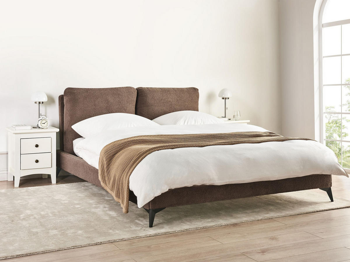 POLSTERBETT mit Lattenrost 160/200 cm Braun Melle - Braun, Textil (160/200cm) - Beliani
