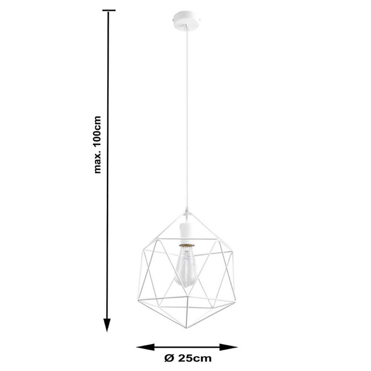 HÄNGELEUCHTE Stahl Weiß KÄFIG - Weiß, Metall (30/30/100cm)