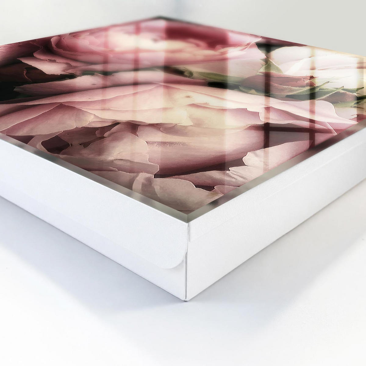 SCHLÜSSELBOX Weiß 30x30 cm – Türöffnung nach rechts - Rosenschönheit - Pink, Metall (30/30/5cm) - TULUP