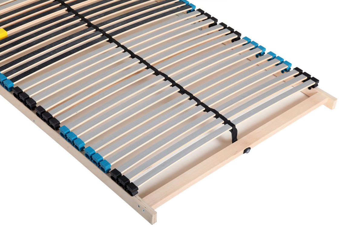 LATTENROST 200x200 cm (2 x 100x200 cm), verstellbar, 7 Zonen, 42 Latten, Buchenholz - Birkefarben/Buchefarben, Holz (200/200cm) - Sleepneo