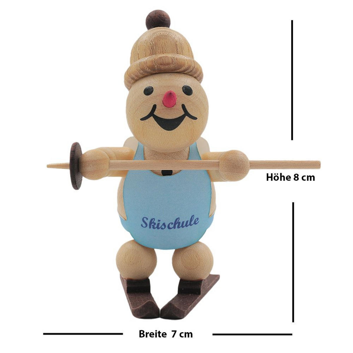 HOLZFIGUR Schneemann Junior Skianfänger Schneepflug 8 cm - Multicolor, Holz (8/8/0.1cm)