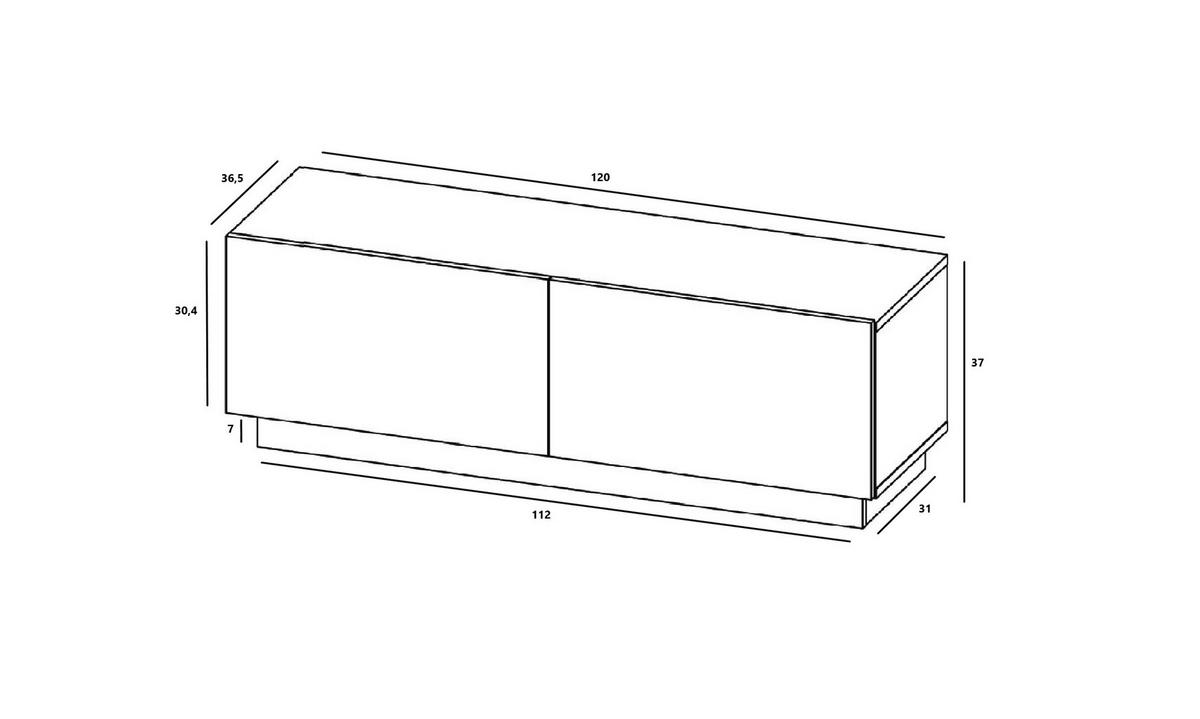 TV-SCHRANK Enjoy Graphit matt Loft 120 cm - Grau, Holzwerkstoff (120/37/35cm) - Meble Lindner
