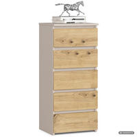 KOMMODE CL5 Kaschmir 40 cm 5 Schubladen Front Artisan-Eiche B40xH92xT35 cm - Beige/Braun, Holzwerkstoff (40/92/35cm) - Akord