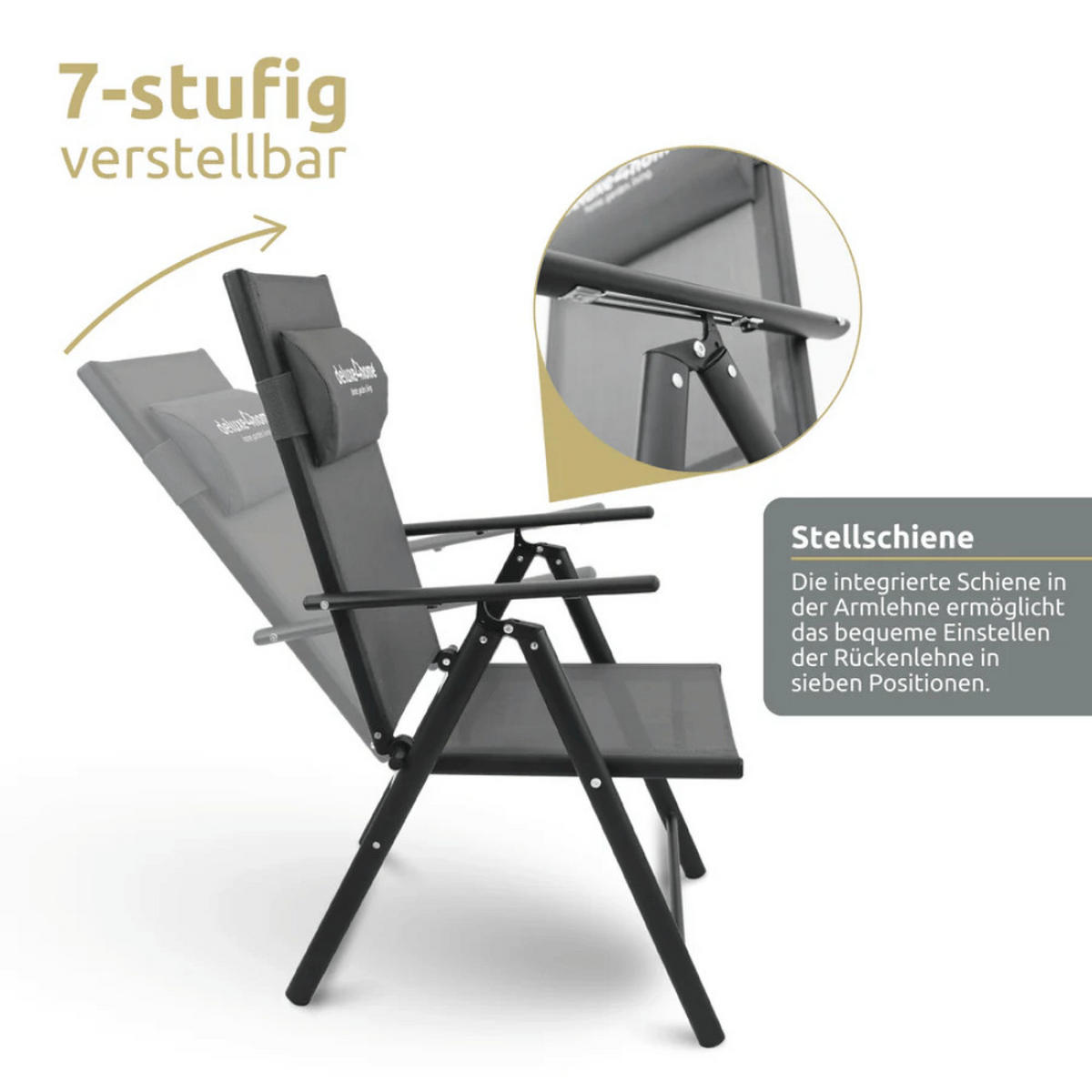 GARTENSTUHL Hochlehner Verstellbar 4er Set VOGT Anthrazit - Anthrazit, Metall (108/106/65cm) - DELUKE