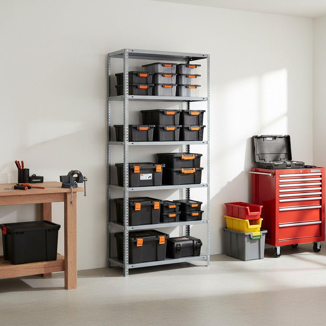 SCHRAUBREGAL PANDA TALL | HxBxT 200x100x30cm | 6 Fachböden | Fachlast 100kg | Verzinkt - Silberfarben, Metall (100/200/30cm) - PROREGAL