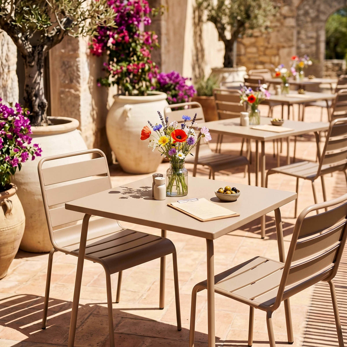 GARTENTISCH , Taupe - Taupe, Metall (70/70/70cm) - Oviala