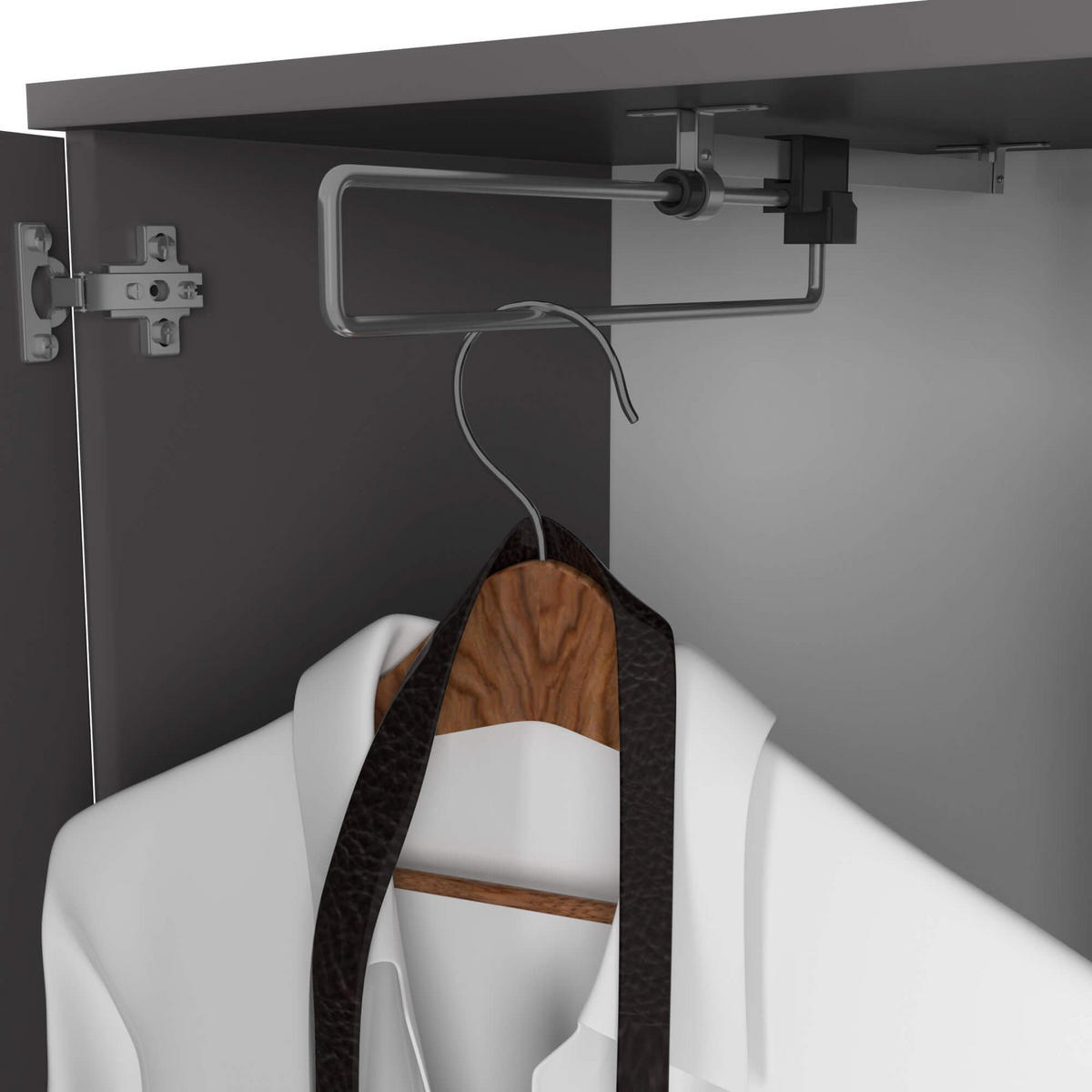 GARDEROBE Entro mit Spiegel, Graphitgrau, 95x183x35 cm - Graphitfarben, Holzwerkstoff (95/183/35cm) - Akord
