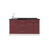 KUHINJSKI BLOK Fame-Line, Bordo rdeča barva visokega sijaja/Bela, 150 cm pracovní deska Antracit - bela/bordo, leseni material (150/81.2/60cm) - Vicco