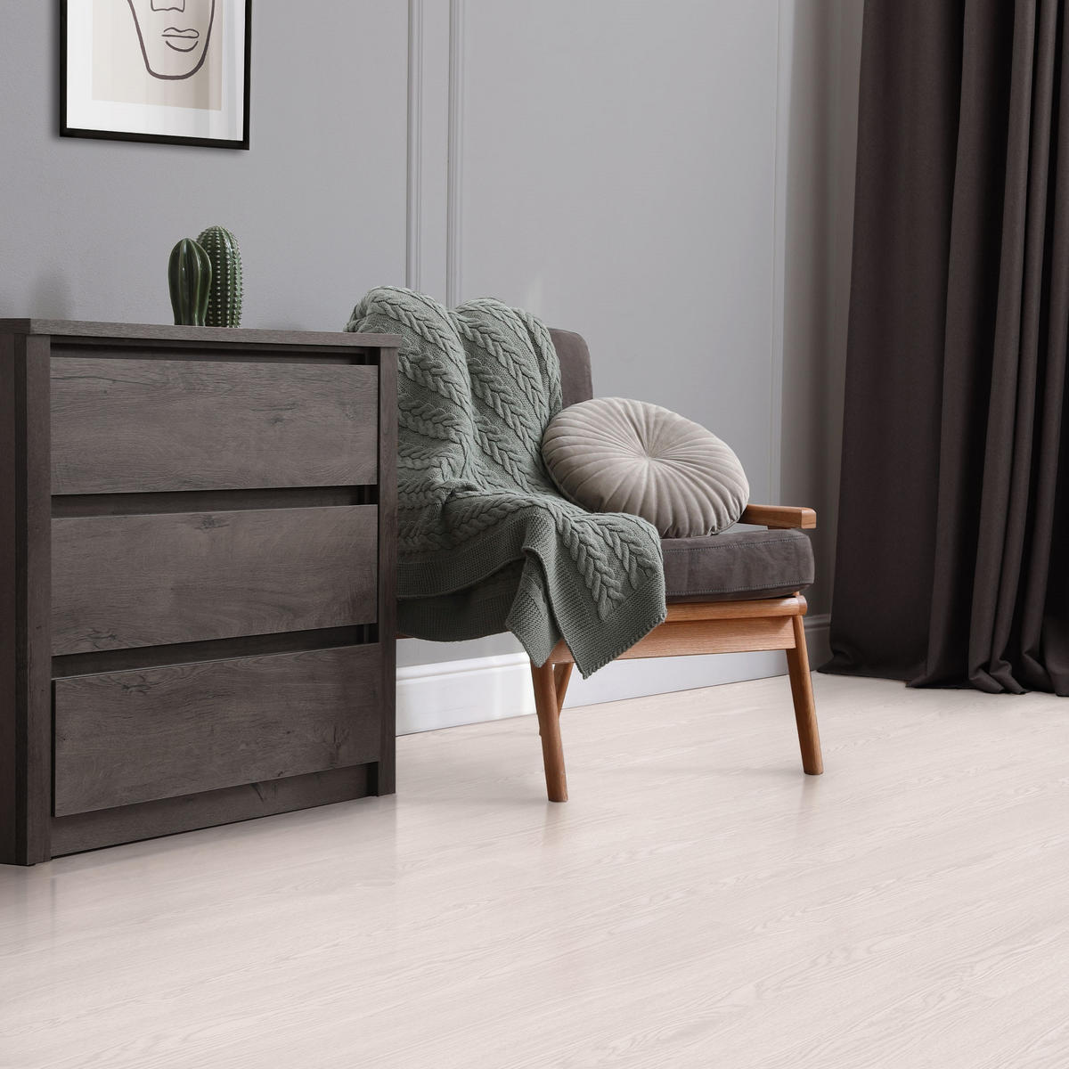 VINYLBODEN selbstklebend 11,15m²/80 Dielen Eiche Weiß - Weiß, Kunststoff (91.5/15.3/0.2cm) - ML-DESIGN