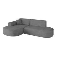 ECKSOFA Ottomane Links MARI-L1 - 243x171x79 cm Grau Velours - Schwarz/Grau, Holzwerkstoff/Kunststoff (243/171cm) - ALTDECOR