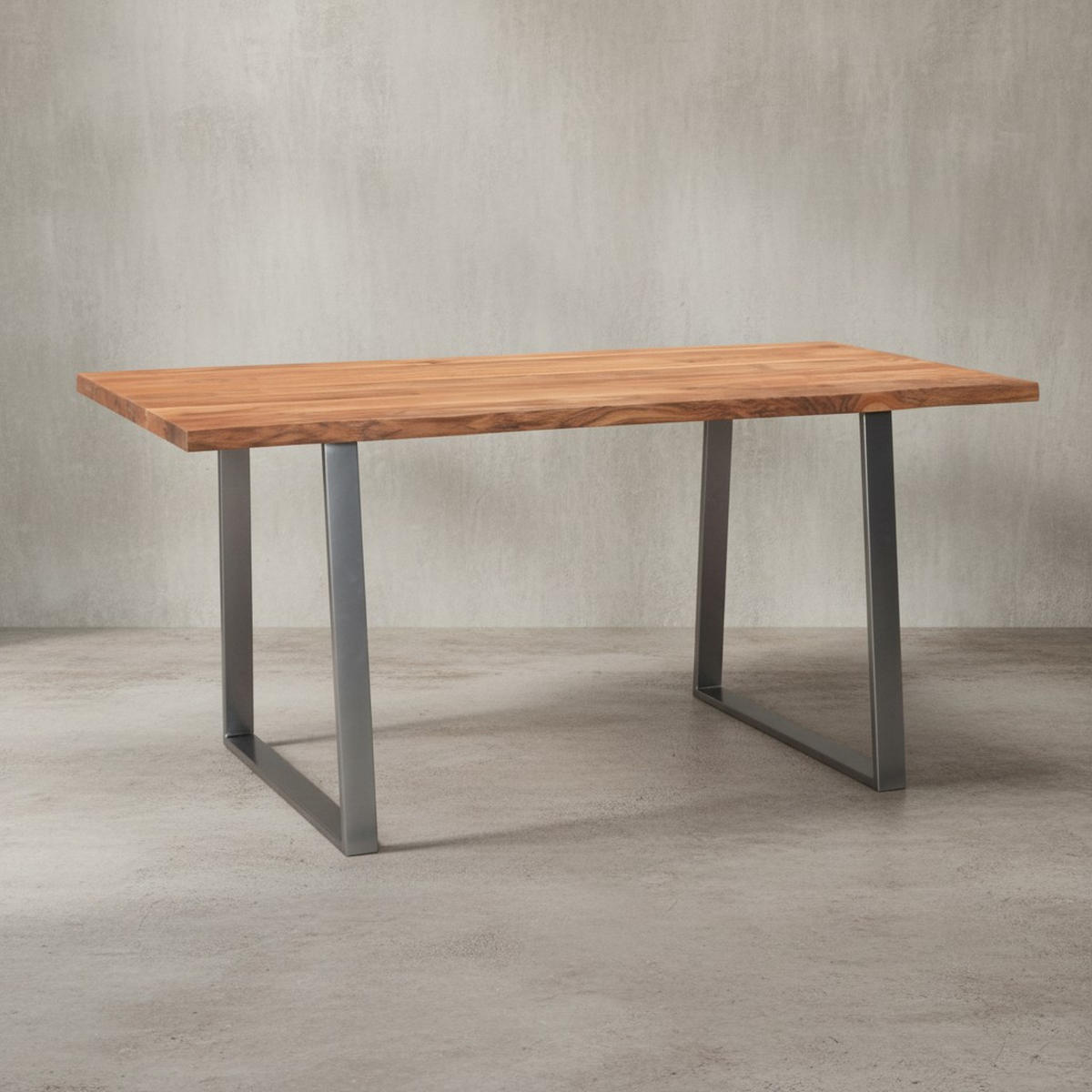 SCHREIBTISCH Massivholz Baumkante Chromgestell Handarbeit TARN, Goldbraun-Chrom 140x80x76 cm - Chromfarben/Braun, Holz/Metall (80/140/76cm) - KADIMA DESIGN