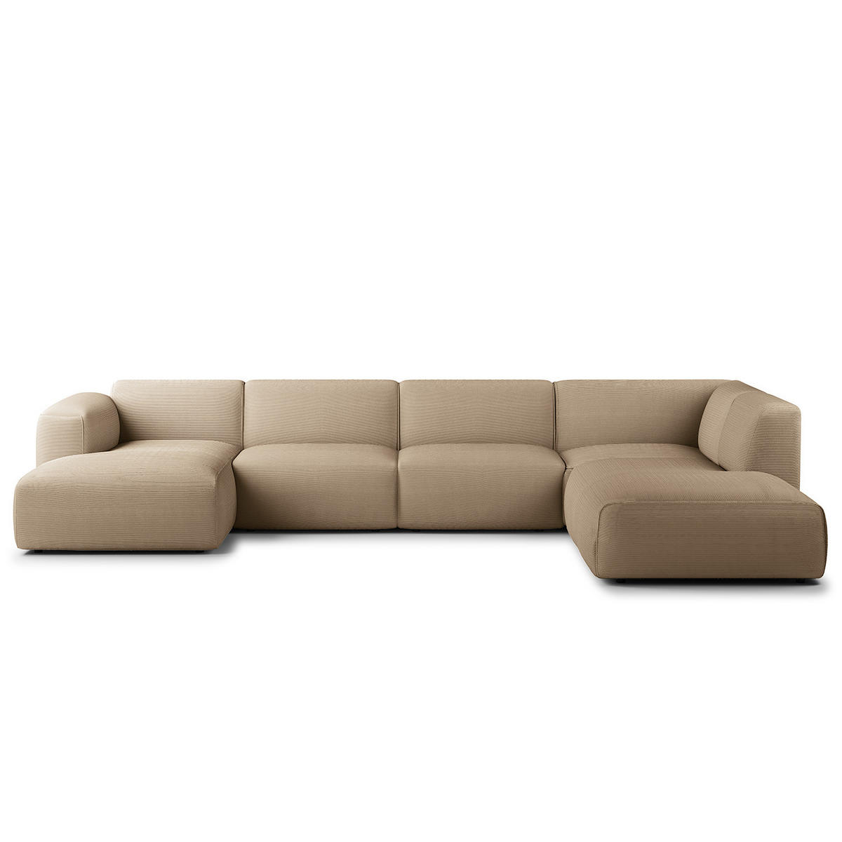 WOHNLANDSCHAFT mit Longchair - Taupe/Schwarz, Kunststoff/Textil (325/71/235cm) - home24