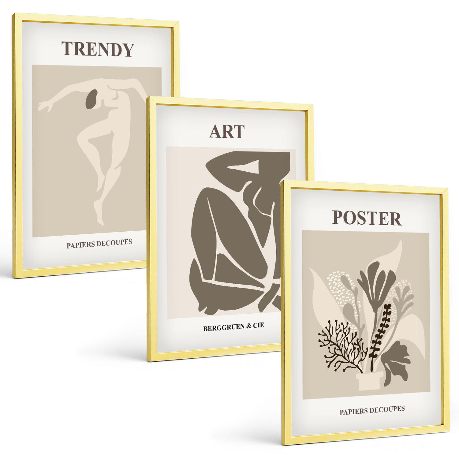 BILDER SET 3er Set - 40x60 cm Goldrahmen - Matisses Pflanzenfiguren - Goldfarben, Kunststoff (40/60cm) - TULUP