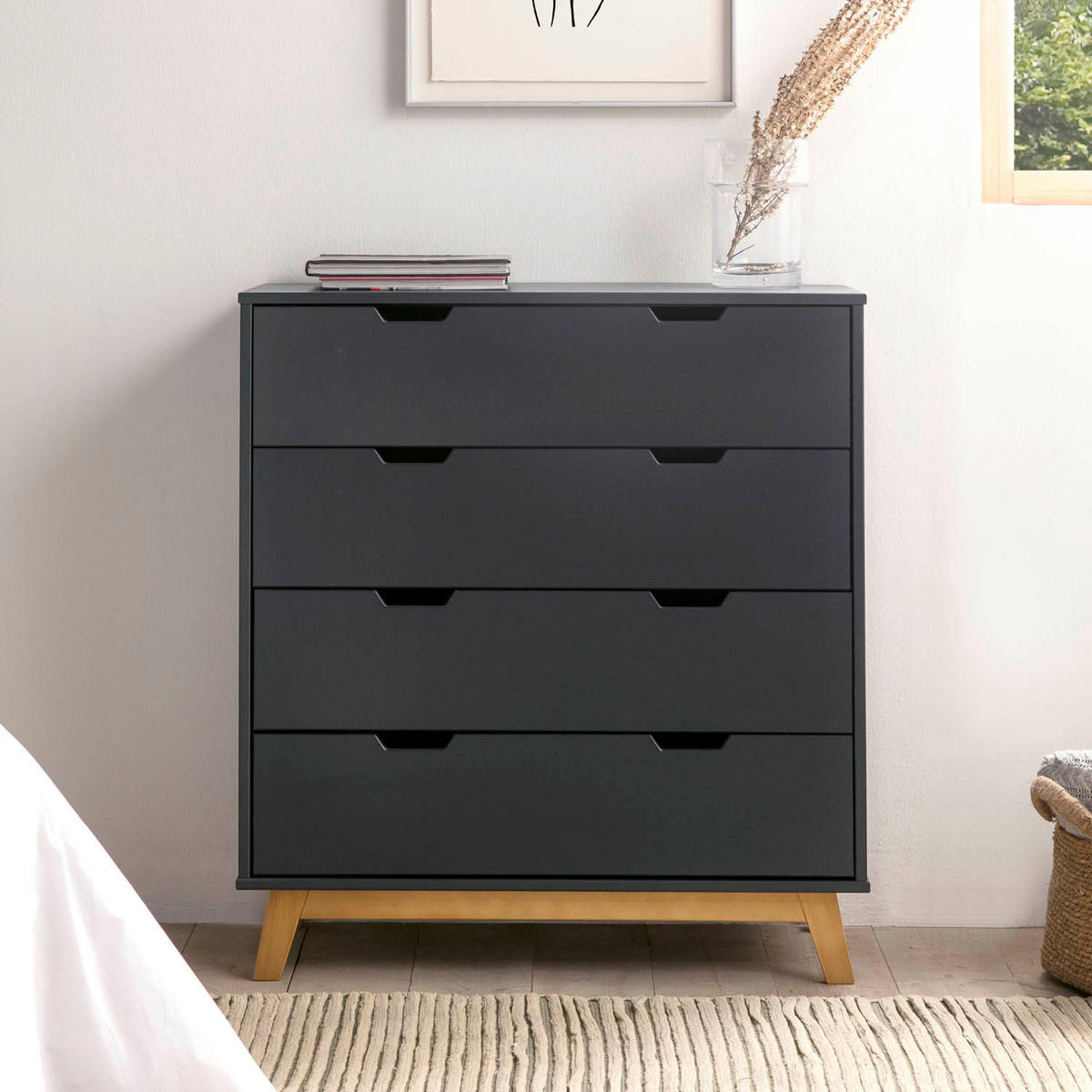 KOMMODE 80/89/35 Miranda Anthrazit - Anthrazit, Holz (80/89/35cm)
