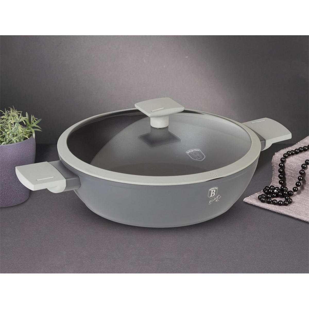 TOPF Grau 28/28/7.5 cm BH7070 - Grau, Metall (28cm) - Berlinger Haus