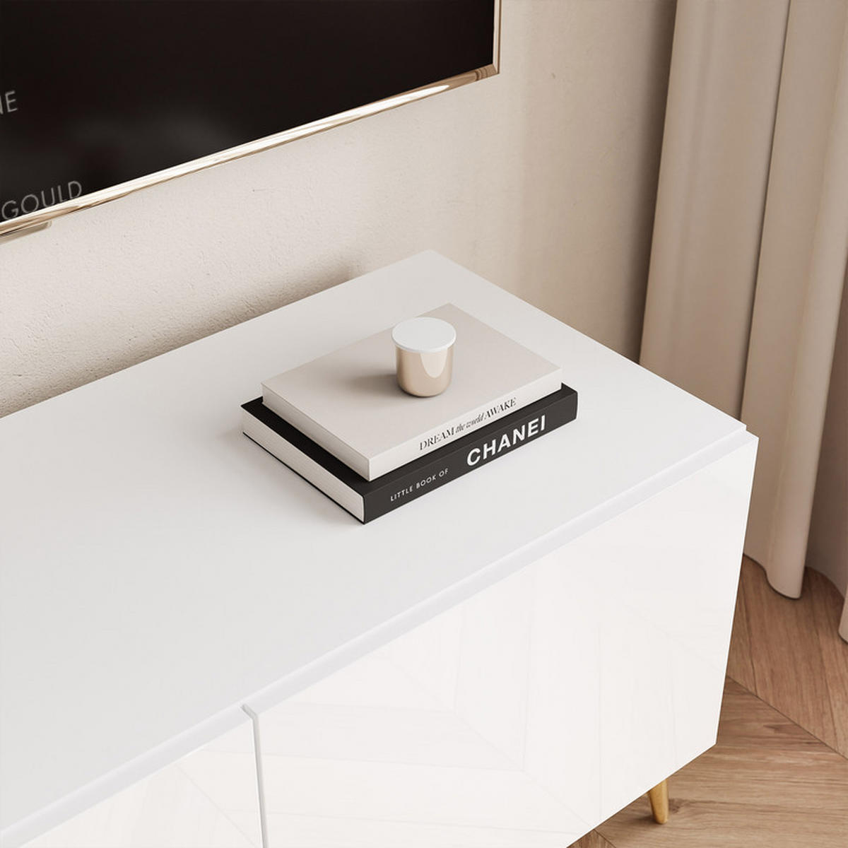 TV-LOWBOARD ANGEL Weiß glänzend stehend mit LED-Beleuchtung 100 cm - Weiß, Holzwerkstoff (100/49/40cm) - Idohome