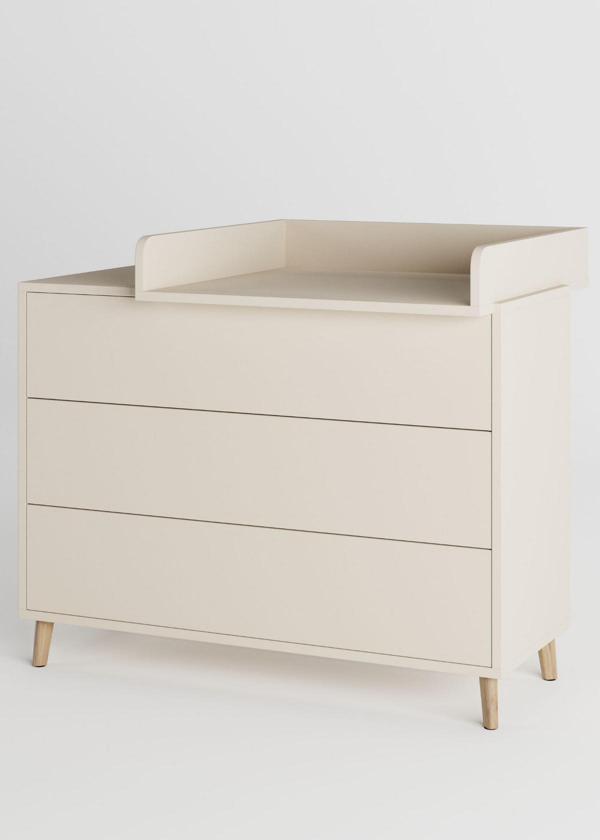 WICKELKOMMODE EDEN – Push-to-Open, Touch-Close, abnehmbarer Wickelaufsatz & Schubladen mit Fächern - sahara dust - Buchefarben/Sahara, Holzwerkstoff/Buchenholz (71/94/114cm) - Sämann – make a difference.