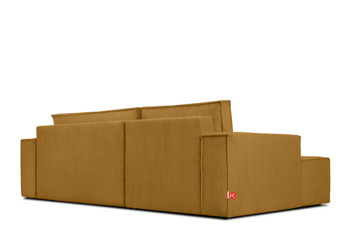ECKSCHLAFSOFA-LINKS NAPI in Pet Friendly Cord-Stoff, gelb - Gelb/Schwarz, Textil (262/148cm) - KONSIMO®