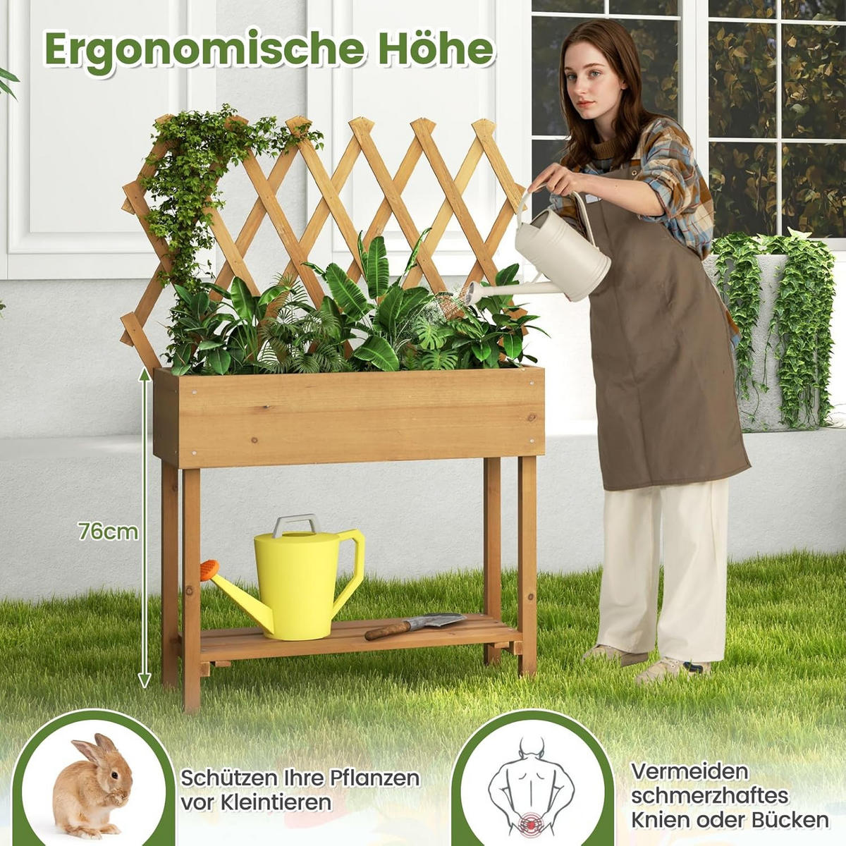 HOCHBEET Braun - Braun, Holz (29/19/90cm) - COSTWAY