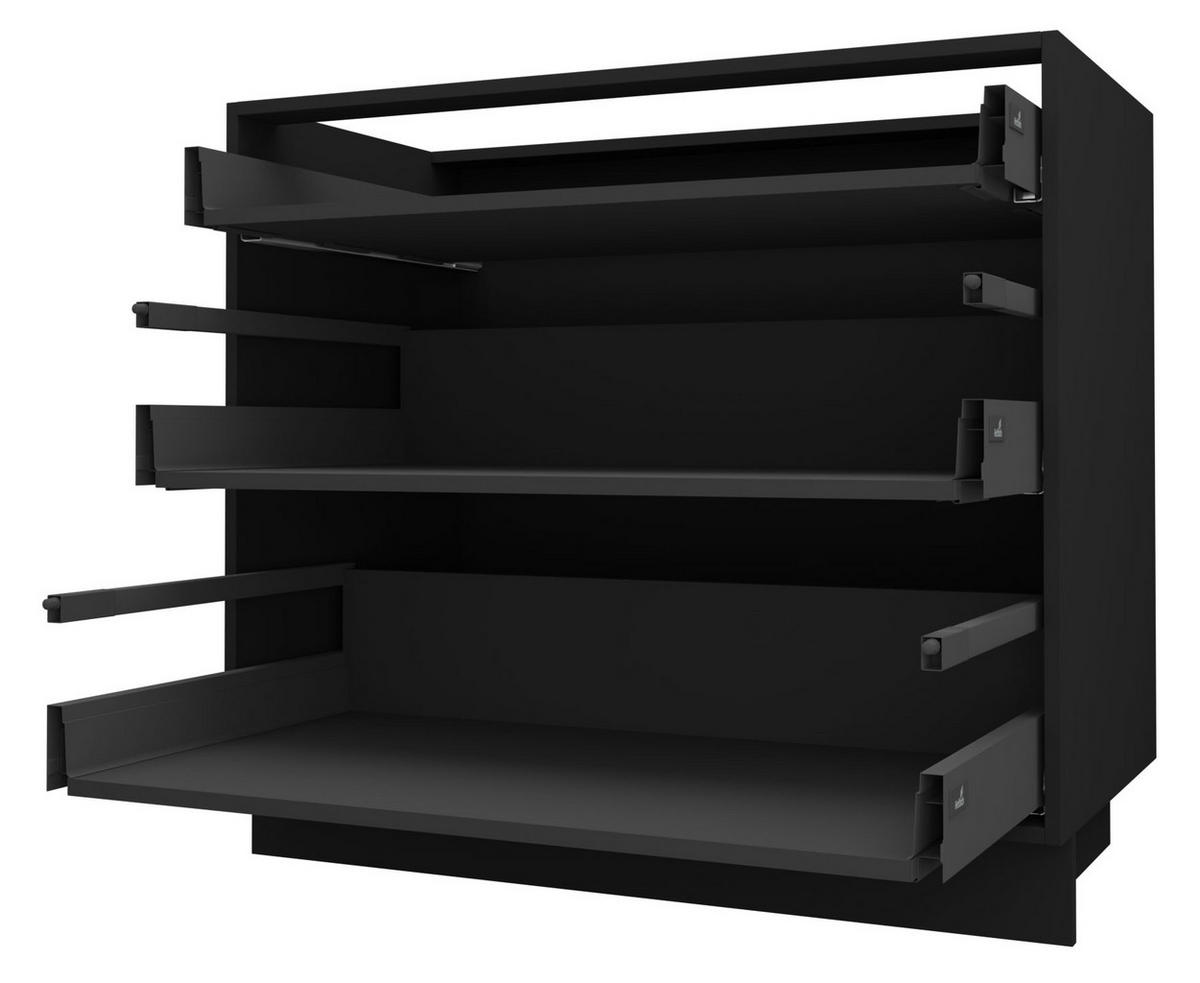 SCHUBLADENUNTERSCHRANK Bari D3/90 Schwarz / RAL 7040 fenstergrau 90 / 50 / 82cm HETTICH Vollauszug - Schwarz/Grau, Holz/Holzwerkstoff (90/82/50cm) - Feldmann-Wohnen