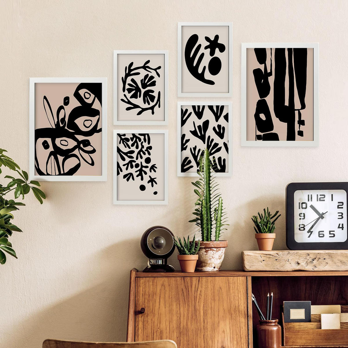 POSTER Set Mit 6 Mystik Design In Blume Zusammenfassung Ästhetische Dekorative Gemälde Für Ihr Wohnzimmer, Schlafzimmer, Zuhause A3 & A4 Weißer Rahmen - Weiß, Papier (29/3cm) - Nacnic