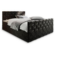 BOXBETT MANDI 140x200 cm mit Matratze und Topper - Schwarz - Schwarz, Holz (140/200cm) - MASSENO