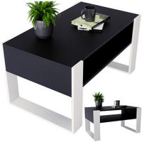 COUCHTISCH Holzwerkstoff rechteckig stabil Schwarz-Weiß 45/53,6/92cm - Schwarz/Weiß, Holzwerkstoff (53.6/92/45cm) - CraftPAK