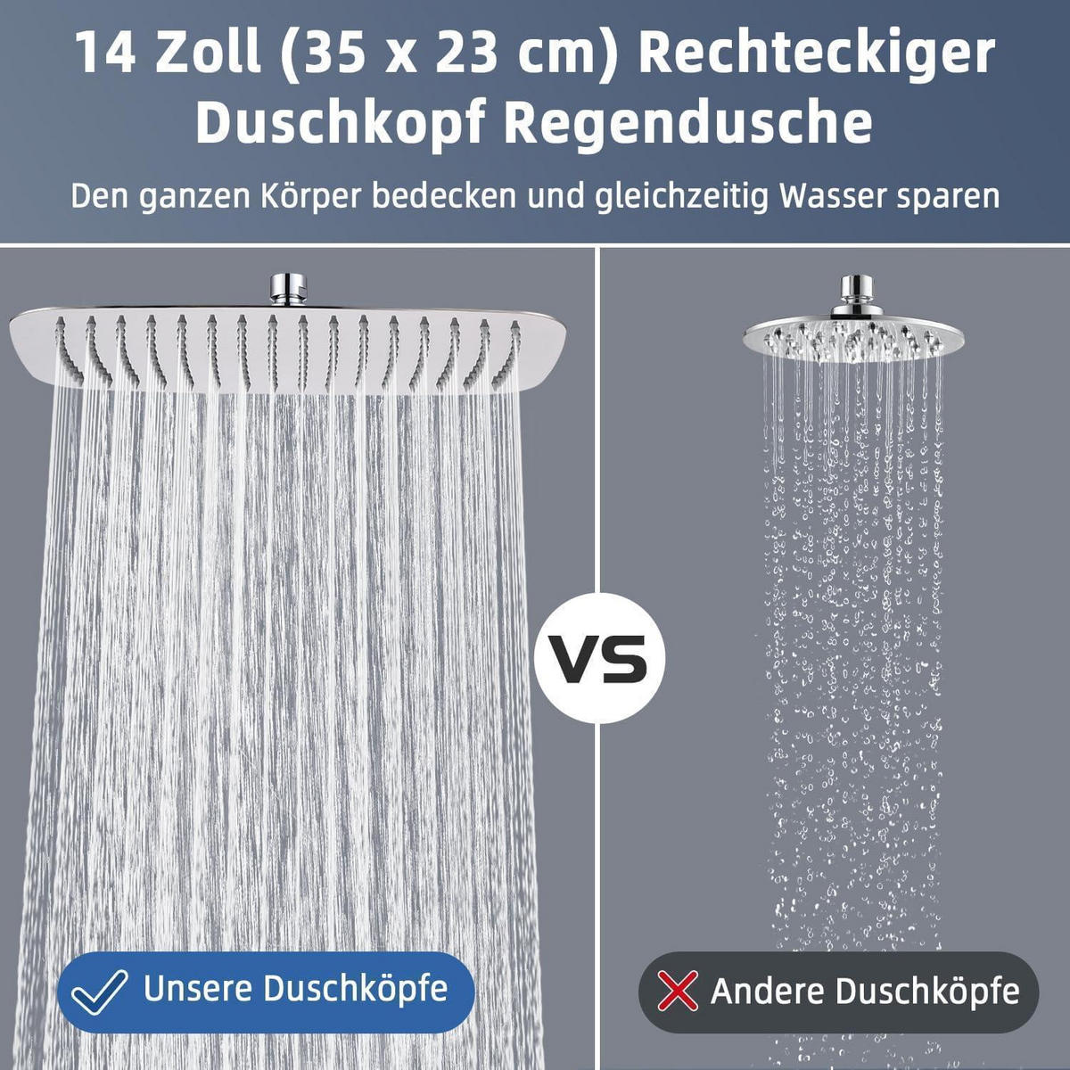 DUSCHKOPF Regendusche Edelstahl 35 x 22 cm Chrom - Silberfarben, Metall (23/12.7/35cm)