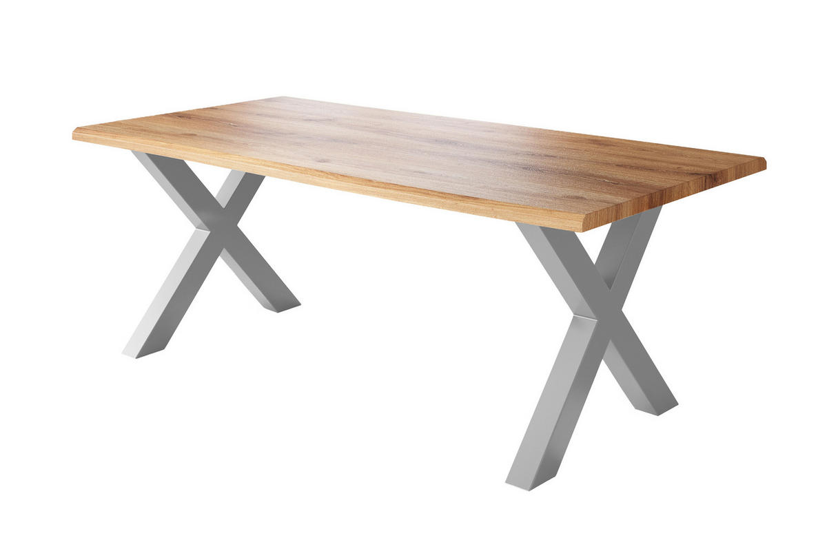 ESSTISCH JULIUS X - Wildeiche/Silberfarben, Holz (100/200/77cm) - SAM