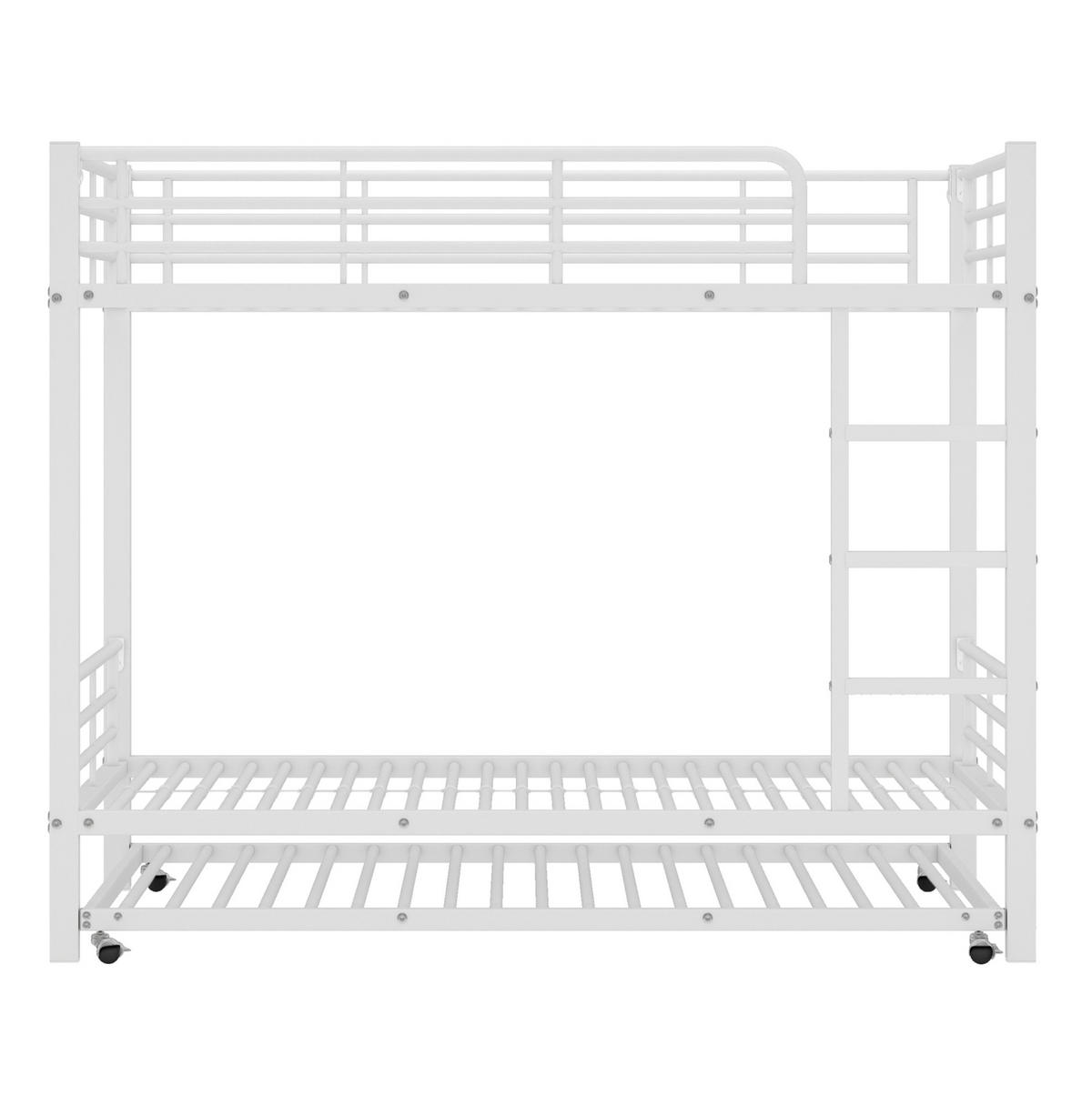 ETAGENBETT 90/200 cm in Weiß aus Metall mit Ausziehbett 90/190 cm - Weiß, Metall (90/190cm) - Flora Grace