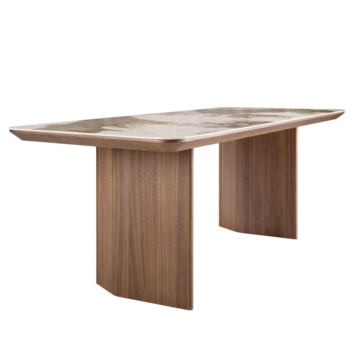 ESSTISCH Esstisch Rechteckig porzellanmarmor aus Walnuss 200/90/77 cm - Walnussfarben/Weiß, Stein (90/200/77cm) - ANGEL CERDA