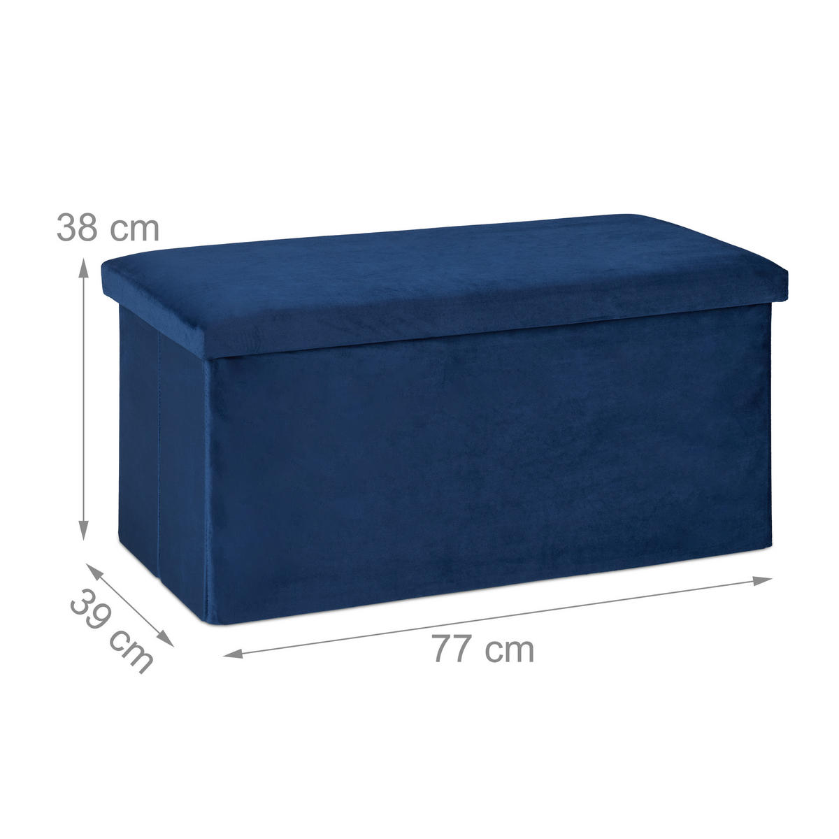 SITZBANK - Blau, Holzwerkstoff/Textil (77/38/39cm) - Relaxdays