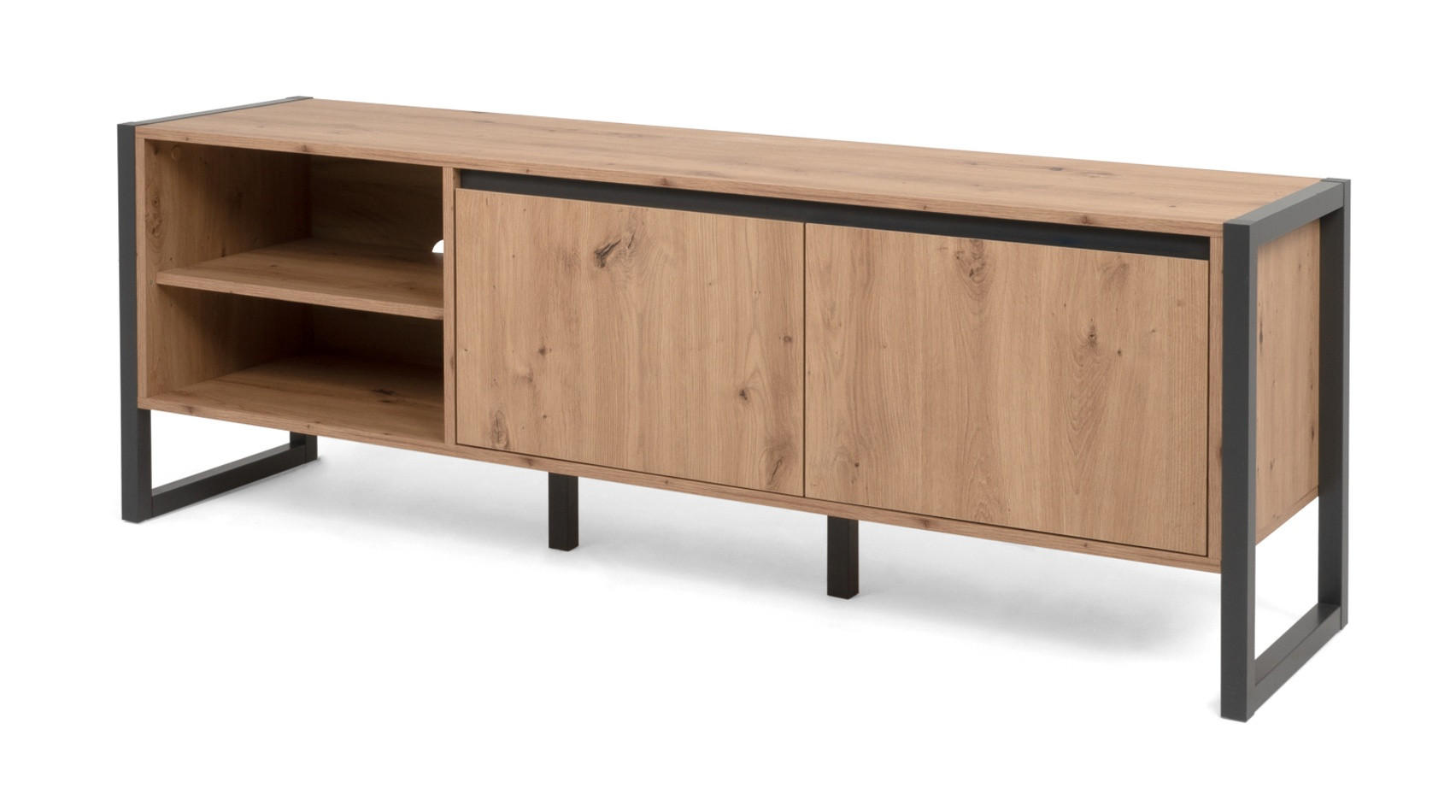 TV-LOWBOARD Eiche Artisan, grau 160 cm, TV-Unterteil im Industrial Design - Anthrazit/Eiche Artisan, Holzwerkstoff (160/55/40cm) - Furn.Design