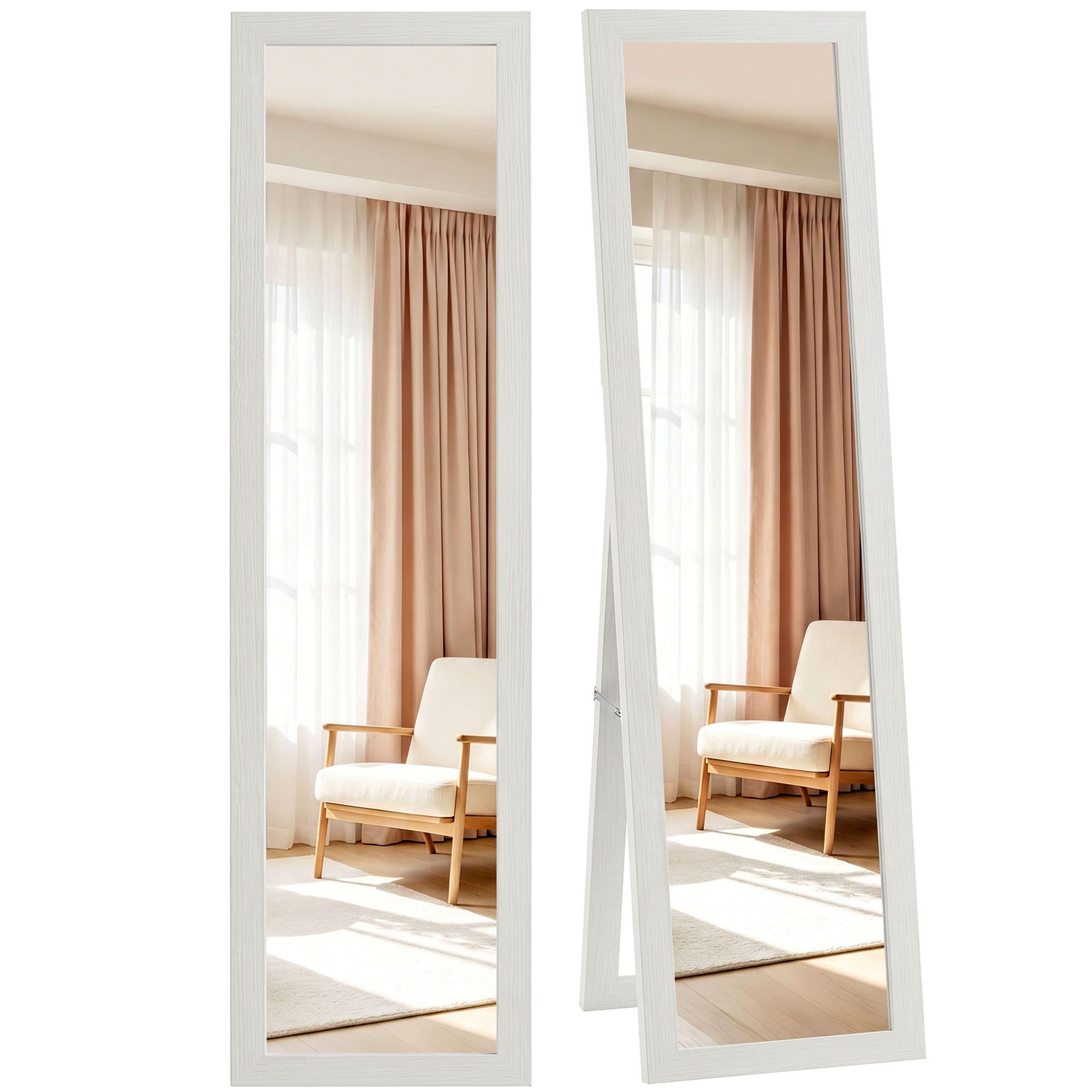 STANDSPIEGEL 2er-Set Weiß 37.0/3.8/157.0 cm - Weiß, Holzwerkstoff (3.8/157/37cm)