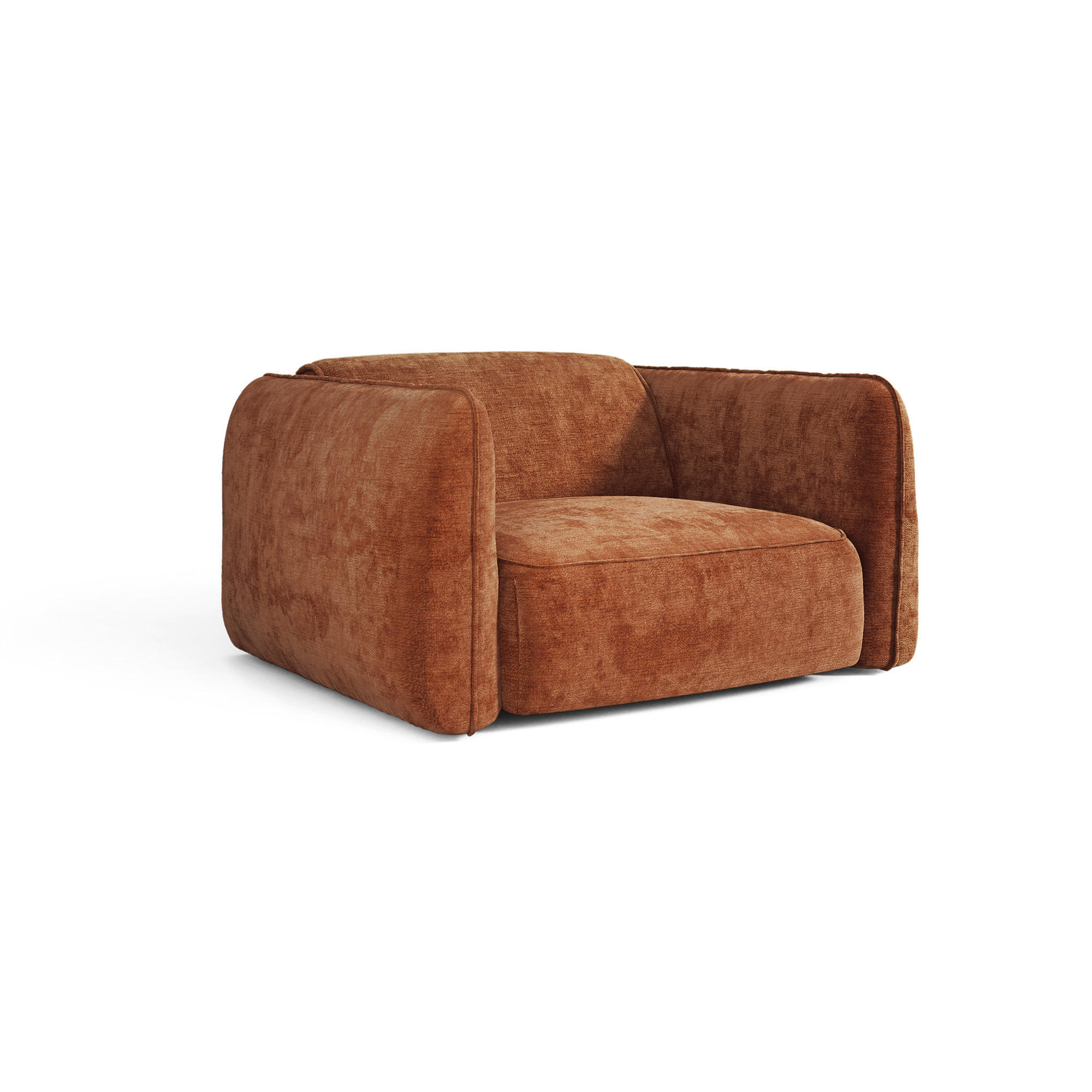 SESSEL LOMI Geprägter Samt Terrakotta 118cm - Dunkelorange/Terracotta, Textil (118/76/102cm) - Premium Interiors