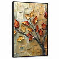 LEINWAND Bilder mit Rahmen - Baum - Abstrakt - Natur - Kunst - 60x90 - Goldfarben, Textil (60/90cm) - MuchoWow