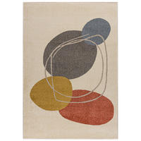 TEPPICH Beige Geometrisch In-Outdoor Pflanzlich Kurzflor Rechteckig 120 x 170 cm - Beige/Multicolor, Textil (120/170cm) - Mazovia