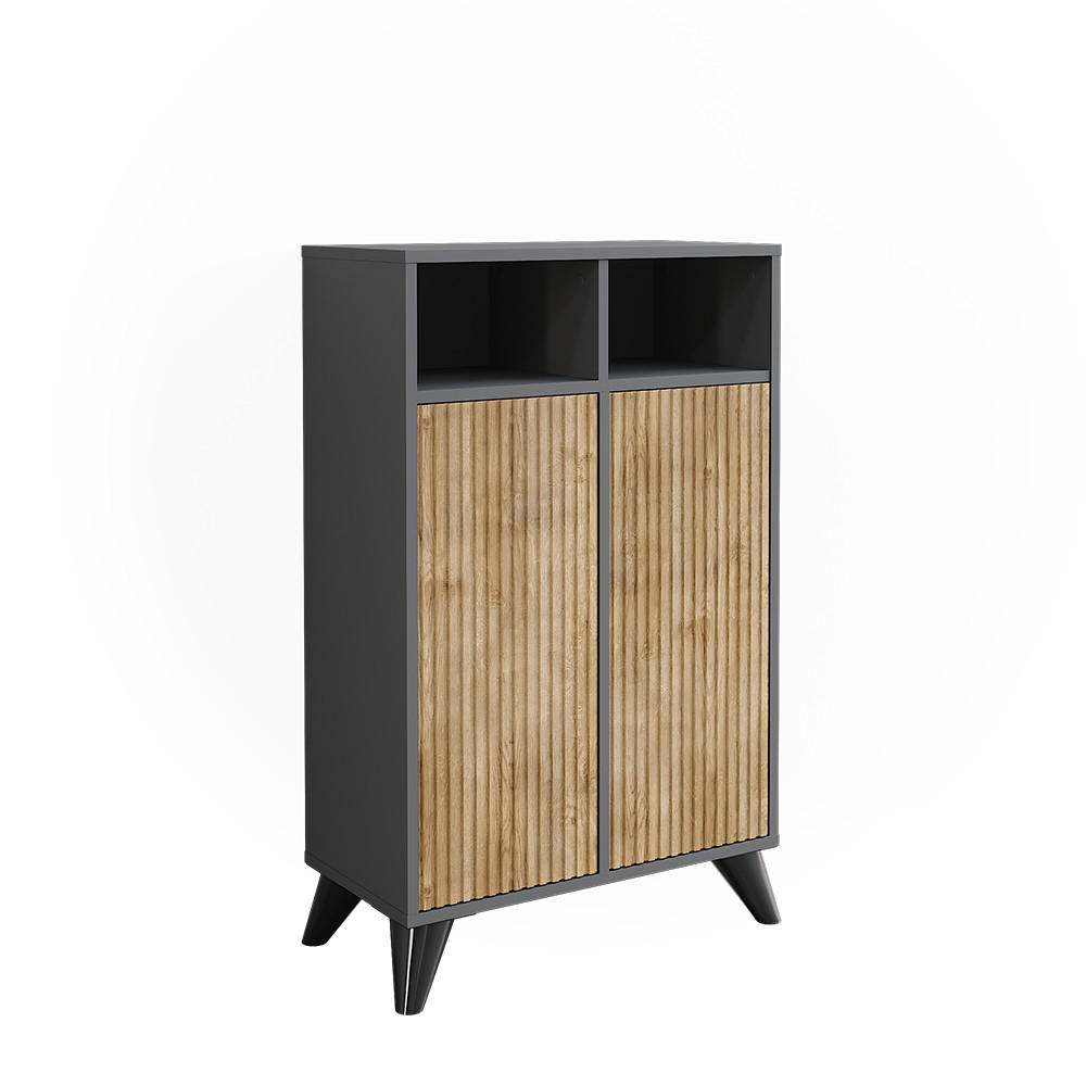 MIDISCHRANK Leano Anthrazit/Bergeiche 60 x 97 cm mit 2 Türen - Anthrazit, Holzwerkstoff (60/97/30cm) - Vicco